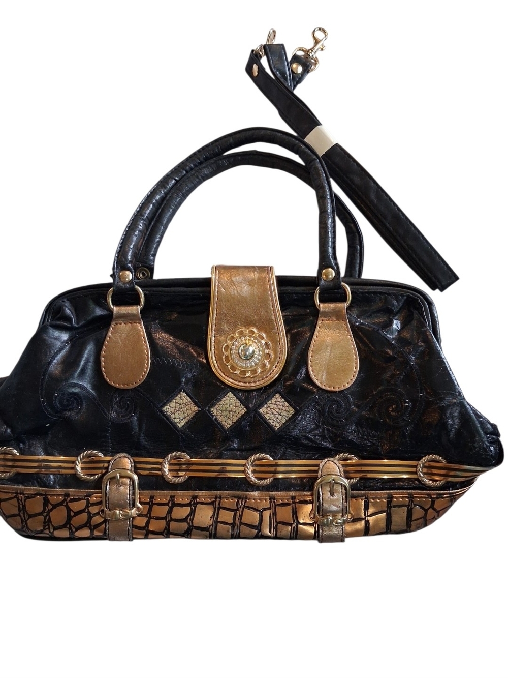 Black and Gold Women's Satchel Handbag